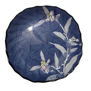 Japanese Style Blue Floral Porcelain Salad Dessert Plate‎ 7.5" Scalloped Edge